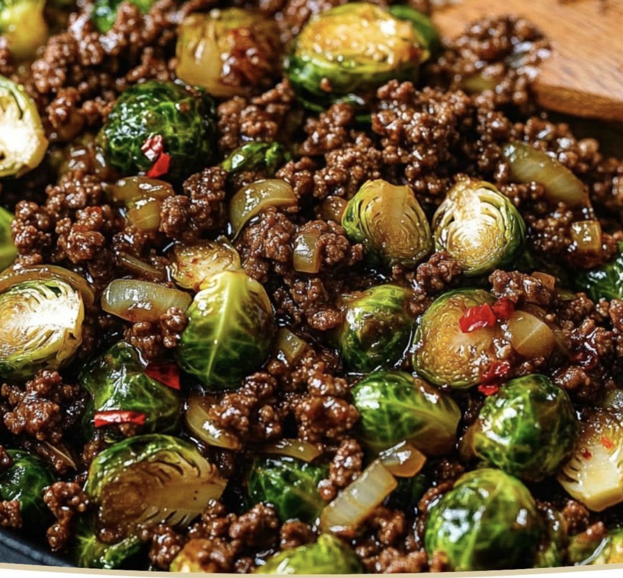Ground Beef and Brussels Sprouts Skillet