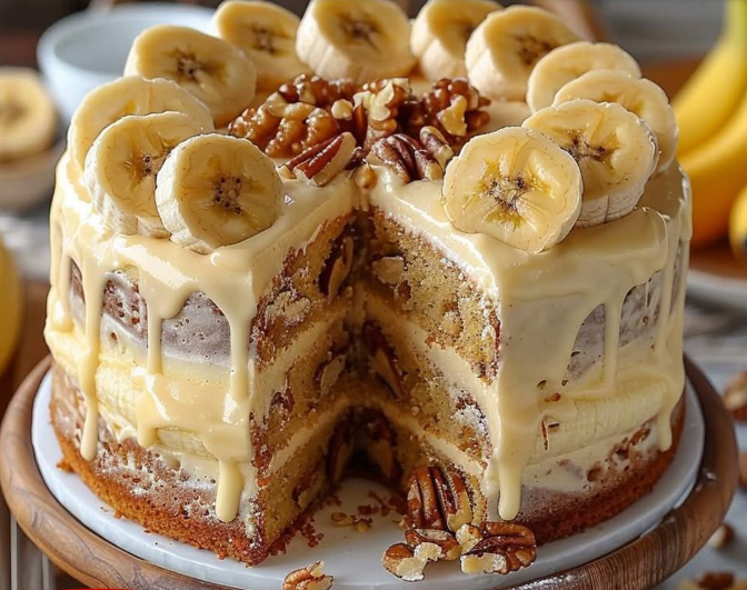 Banana Walnut Layer Cake Recipe