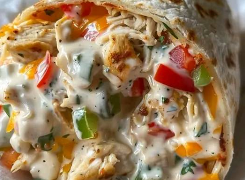 Chicken Bell Pepper Ranch Burritos