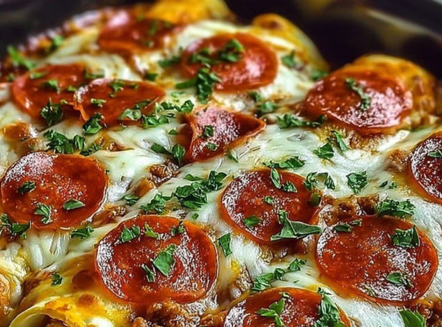 Pizza Enchiladas with Pepperoni Beef