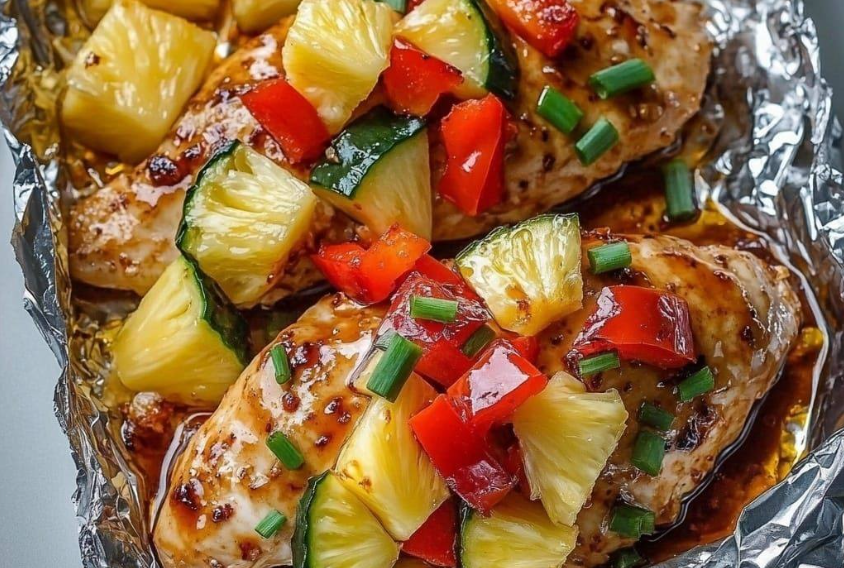 Teriyaki Chicken and Pineapple Foil Packets