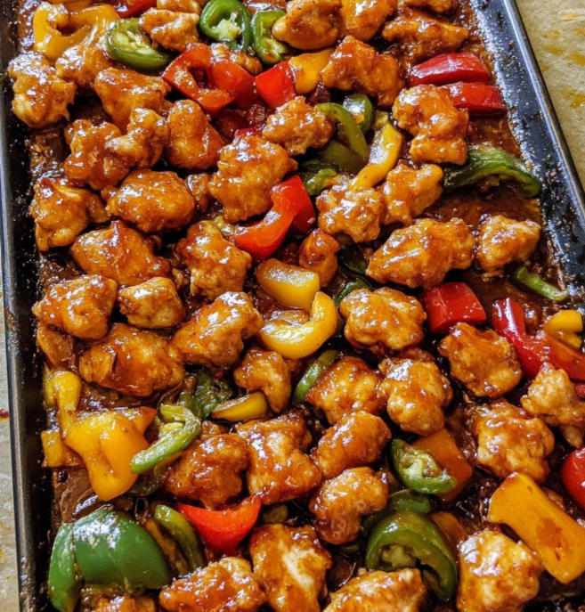 Sheet Pan Sticky Sweet and Sour Chicken
