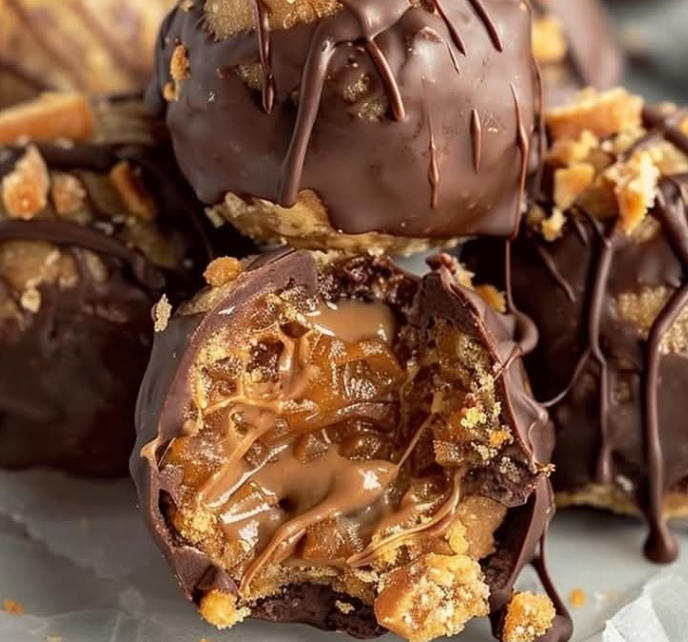 No Bake Caramel Crunch Butterfinger Truffles Recipe