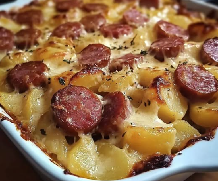 Kielbasa Sausage Cheesy Potato Casserole