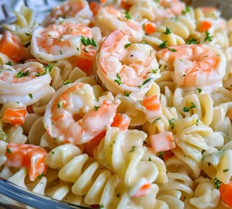 The BEST Seafood Pasta Salad