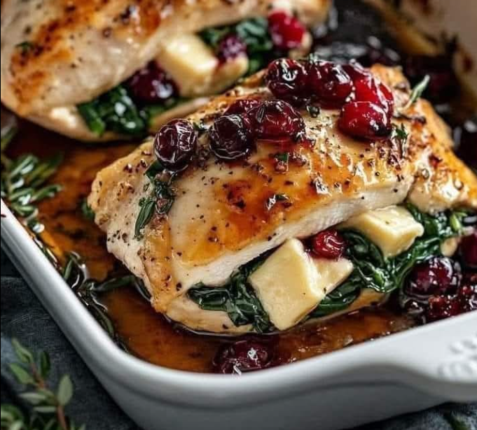 Cranberry & Spinach Stuffed Chicken Breasts with Brie