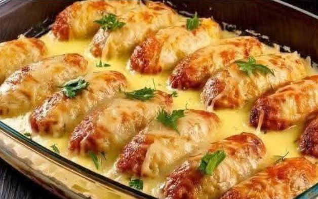 Stuffed Cabbage Rolls on a Vegetable Bed